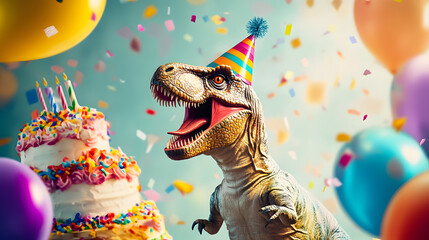Fototapeta premium T-Rex Birthday Party