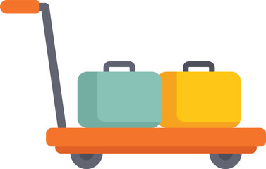 Luggage cart carrying suitcases at the airport, symbolizing travel and tourism