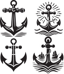 Ship Anchor Silhouette Vector Design With White Background