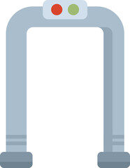 Metal detector gate is scanning for prohibited items at checkpoint with red and green lights