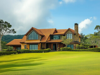 Fototapeta premium Beautiful house in the countryside. generative AI
