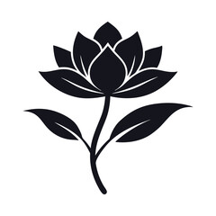 Elegant Black Rose Silhouette with Delicate Petals in Minimalist Design