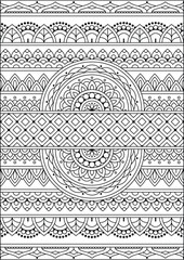 Coloring book page. Colorless pattern with abstract elements. Coloring for adults.