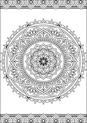 Coloring book page. Colorless pattern with abstract elements. Coloring for adults.