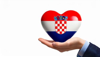 Obraz premium 手で持っているクロアチアの国旗のハート(Heart of Croatia flag held in hand.) 