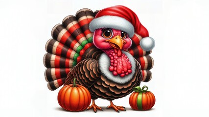 Christmas Turkey with Santa Hat