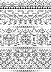 Coloring book page. Colorless pattern with abstract elements. Coloring for adults.