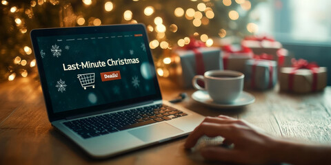Green Monday E-Commerce Frenzy Last-Minute Christmas Deals on Laptop Screen