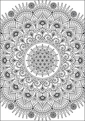 Coloring book page. Colorless pattern with abstract elements. Coloring for adults.