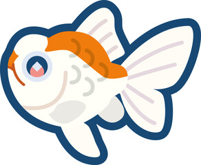 Obraz premium かわいい金魚（ハーフムーンオランダ）のイラスト
