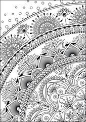 Coloring book page. Colorless pattern with abstract elements. Coloring for adults.