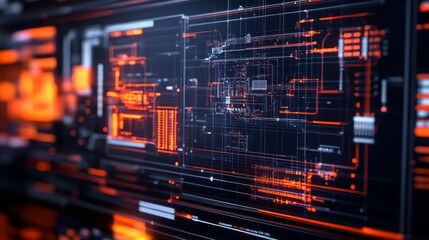 A detailed visual of a CAD software interface, highlighting electrical circuitry with layers, grid, and measurement tools on a high-definition screen, demonstrating the technical aspects of