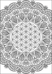 Coloring book page. Colorless pattern with abstract elements. Coloring for adults.