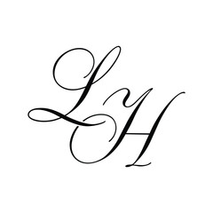 LH Calligraphy Monogram Initial Letters Logo