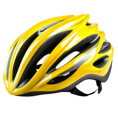 Obraz premium A yellow and black helmet with a black rim. on transparent background png