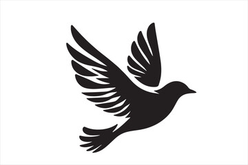 A flying beautiful bird silhouette.