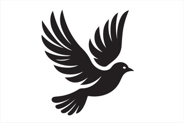 A flying beautiful bird silhouette.