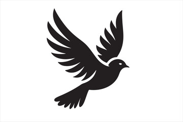 A flying beautiful bird silhouette.