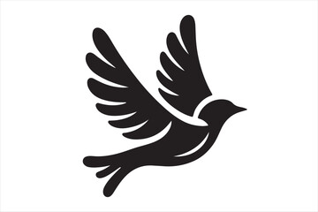 A flying beautiful bird silhouette.