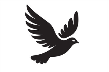 A flying beautiful bird silhouette.