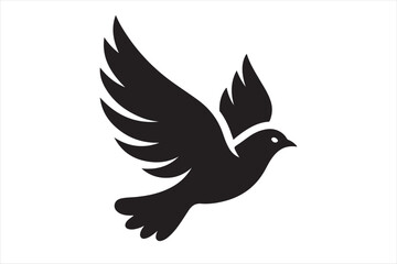 A flying beautiful bird silhouette.