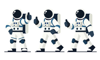 Astronaut Thumbs Up Vector Illustration, Spacewalk in Action