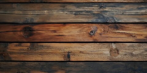 Close-up of rustic, weathered wooden planks displaying natural grain patterns and earthy tones for a classic look.