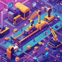 Fototapeta premium Smart Factory Automation, Robot Arm Manufacturing