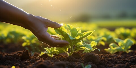 Fototapeta premium hand holding a plant