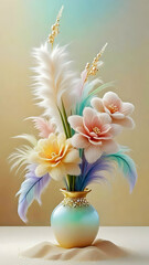 vase with Artificial flowers, vase with colorful flowers