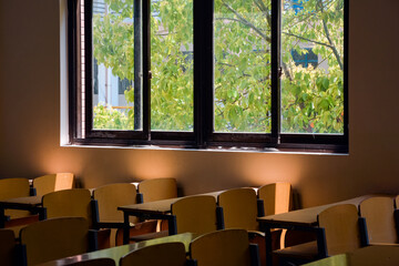 Classroom window light and shadow in the afternoon