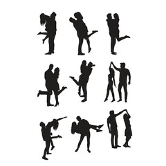 set of couple silhouette