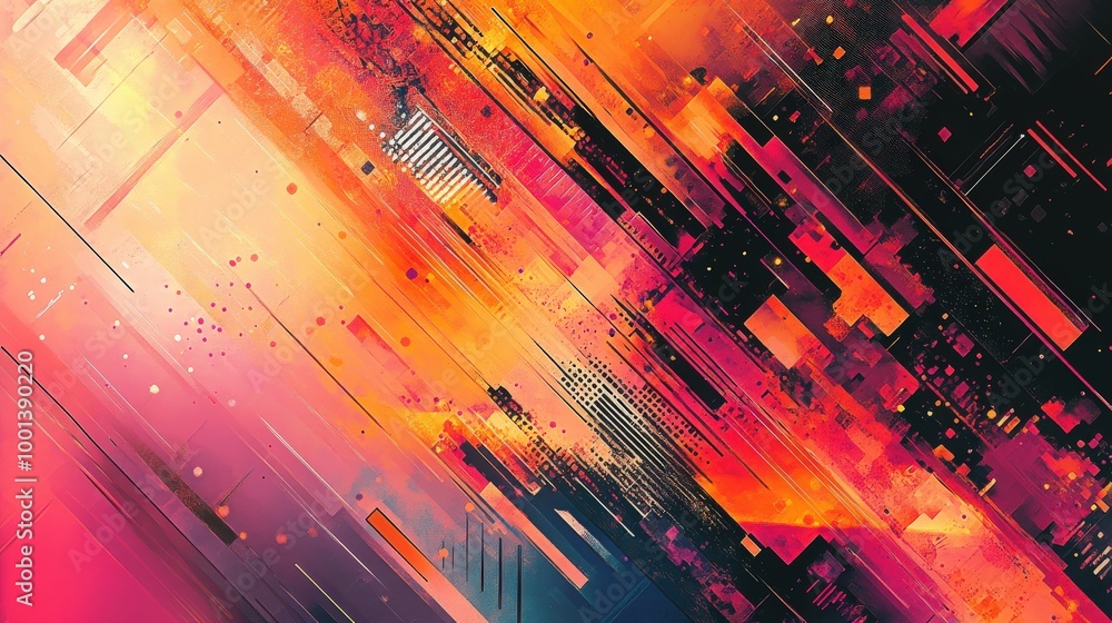 Poster cutting-edge graphics pattern art featuring detailed technology motifs and abstract shapes. a vibran