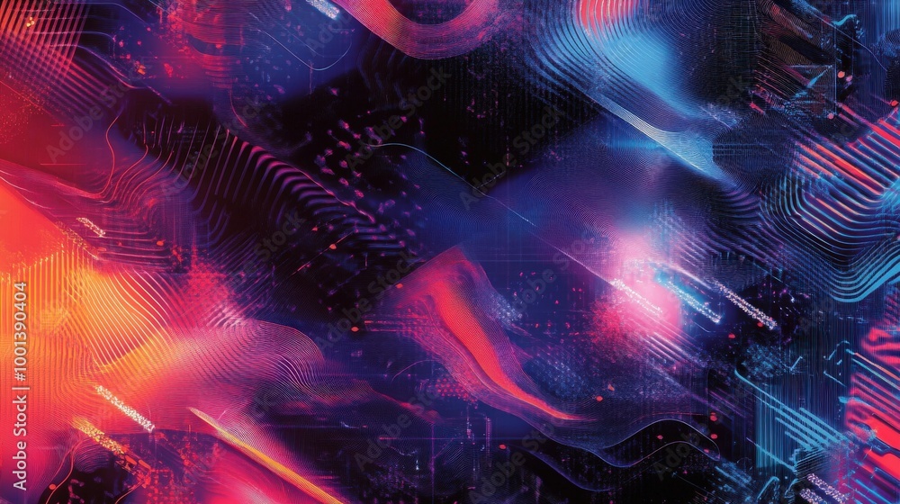 Poster cutting-edge graphics pattern art with intricate technology motifs and abstract visuals. a dynamic a