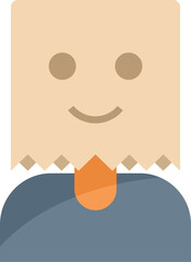 Businessman hiding his true feelings by wearing a happy paper bag over his head