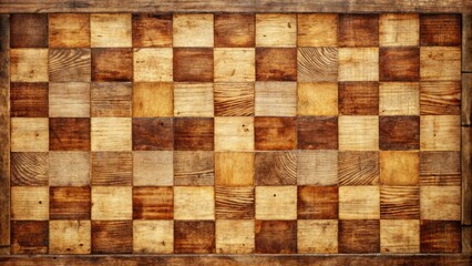 A vintage wooden checkerboard with raised squares and a subtle worn texture provides a nostalgic and rustic background for creative design projects.