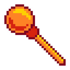 Obraz premium Golden Sphere Wand, Pixel Art Icon, Isolated