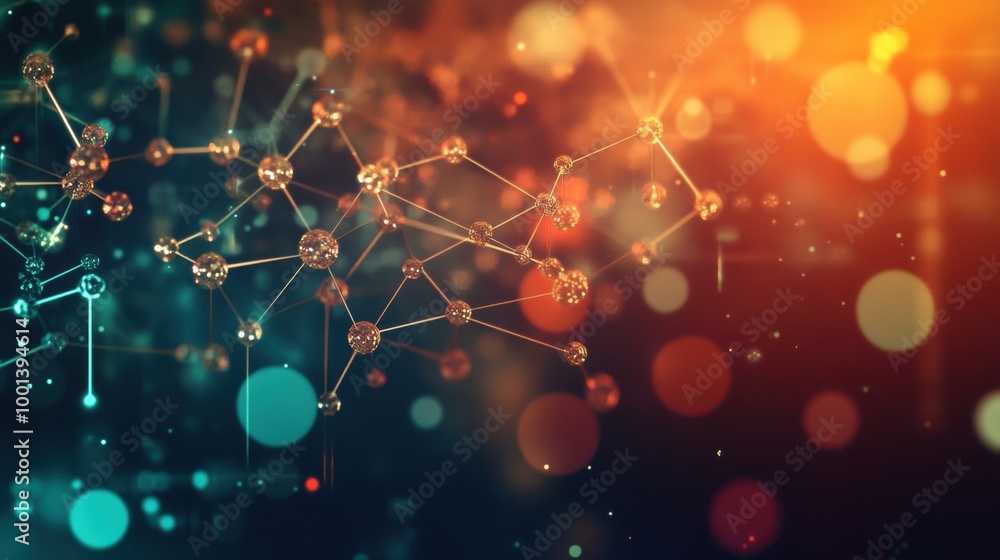 Leinwandbilder molecules and chemical structures interwoven in an abstract background with vibrant colors and depth