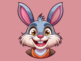 Fototapeta premium A grinning bunny with big ears placed on a solid pastel pink background to enhance its sweet look