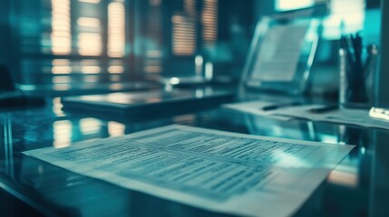 Detailed view of medical bill codes and data on a digital spreadsheet. Office scene with financial paperwork, modern tech, and organized workspace