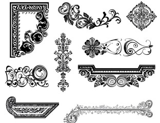  Elegant Floral Swirl Design Elements Set