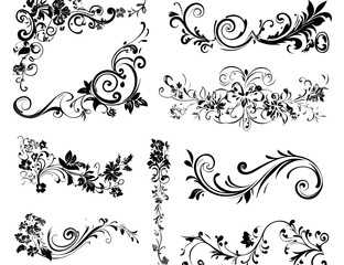  Elegant Floral Swirl Design Elements Set