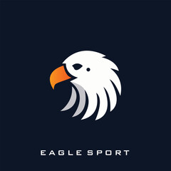 Flat eagle head logo design, elegant design, suitable for sports and corporate brands.