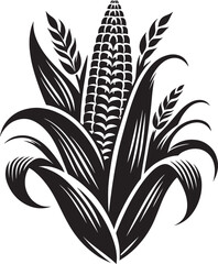 Corn plant silhouette vector illustration isolated on a white background