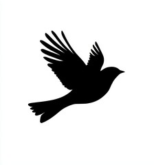 Obraz premium Bird Silhouette Flying on White Background