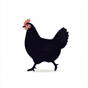 recommend clip art: Black Chicken Silhouette Walking on White Background