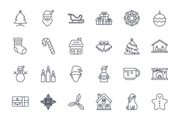 Set of Christmas icons vector illustration. icons bundle isolated on white background