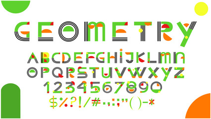 colorful geometric font. suitable for poster, banner, or cover design.
