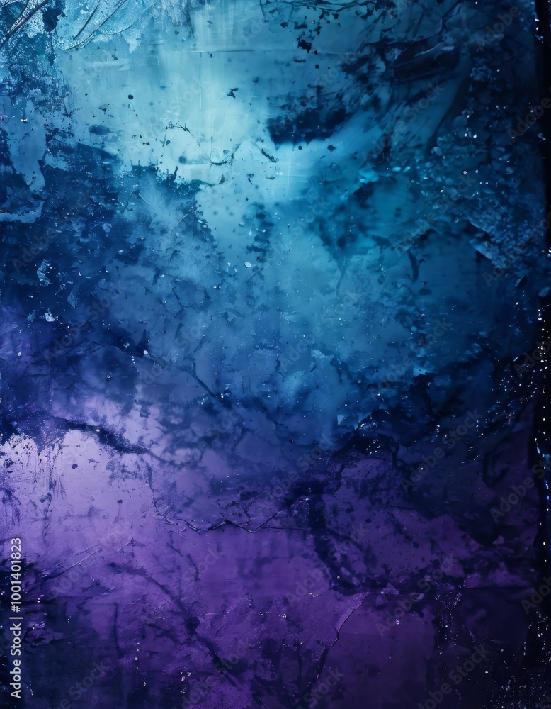 Poster abstract artistic background featuring a textured gradient of blue and purple hues with intricate pa