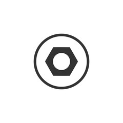Hex nut icon isolated on transparent background